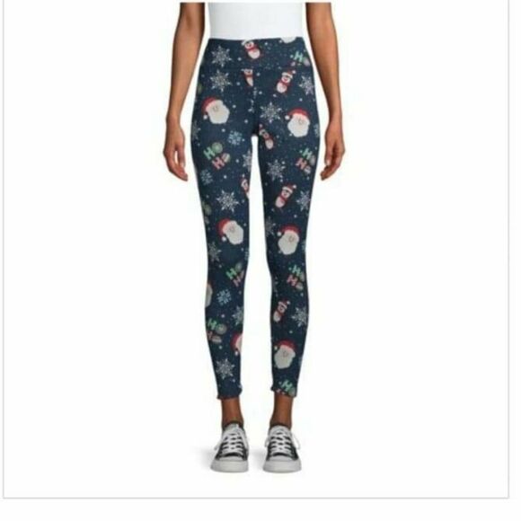 No Boundaries NOBO Leggings Christmas Santa Penguin Lined Jr Medium 7-9 New OOS - Picture 1 of 7